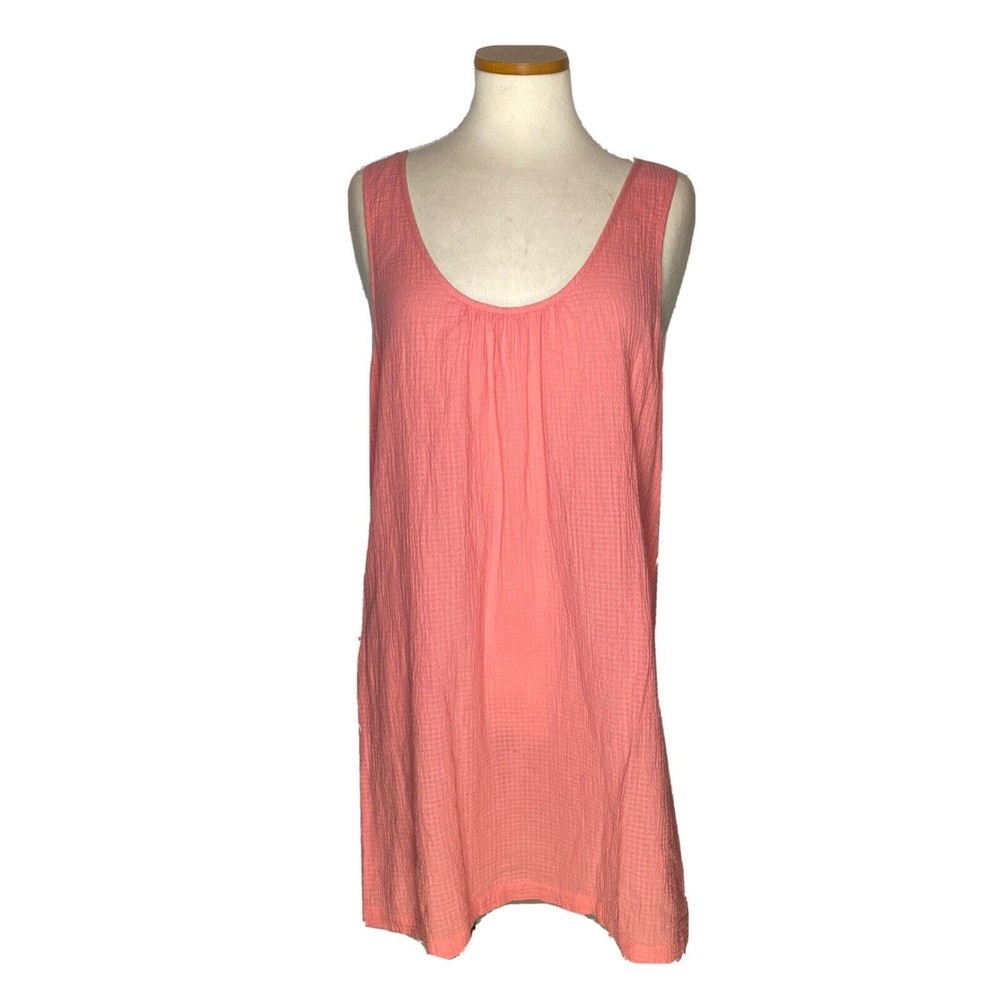 J. Crew Womens Size M Peach Tank Top Waffle Weave Cotton Casual Tassel Open Back
